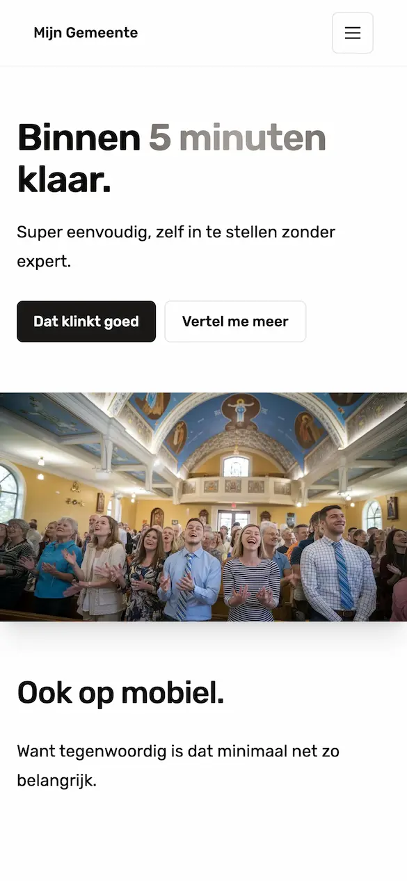 Screenshot van een voorbeeldwebsite op een mobiel apparaat